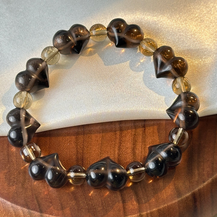 Ice Obsidian Heart Bead + Spacer Bead Bracelet 8.2-13.9mm