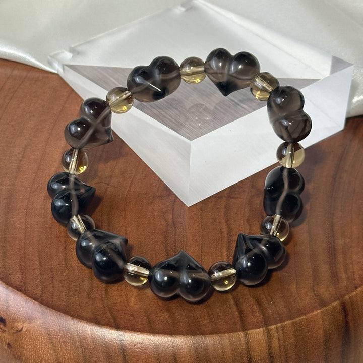 Ice Obsidian Heart Bead + Spacer Bead Bracelet 8.2-13.9mm