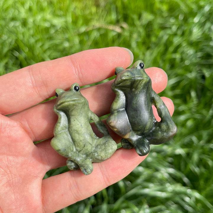Natural Crystal Daydreaming Frog Carving