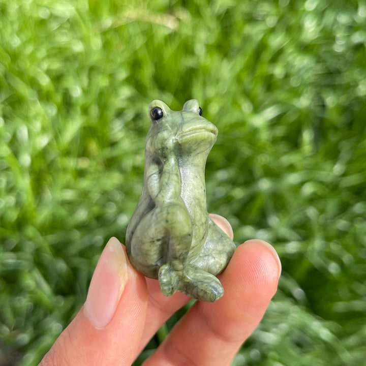 Natural Crystal Daydreaming Frog Carving
