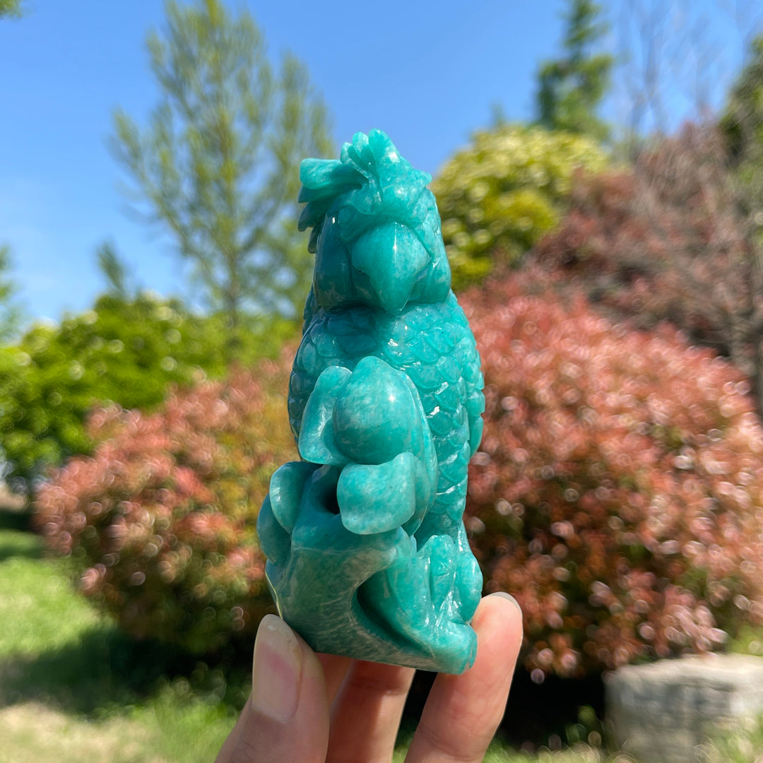 Natural Crystal Amazonite Parrot Carving