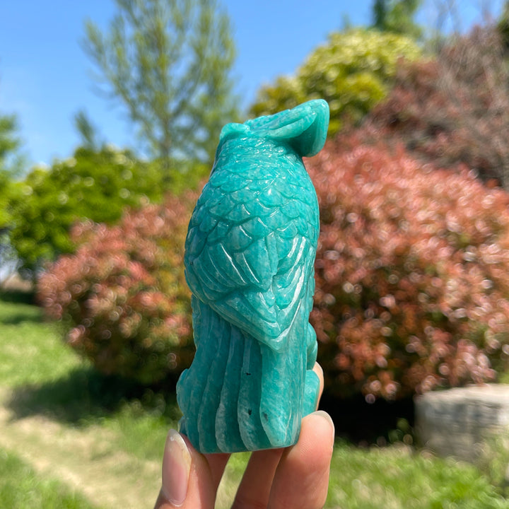 Natural Crystal Amazonite Parrot Carving