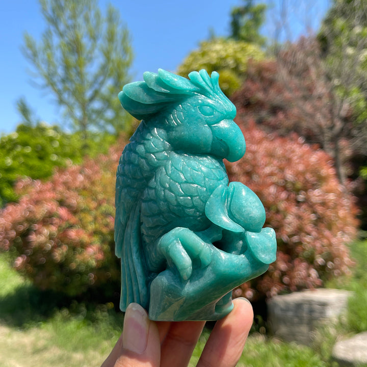 Natural Crystal Amazonite Parrot Carving