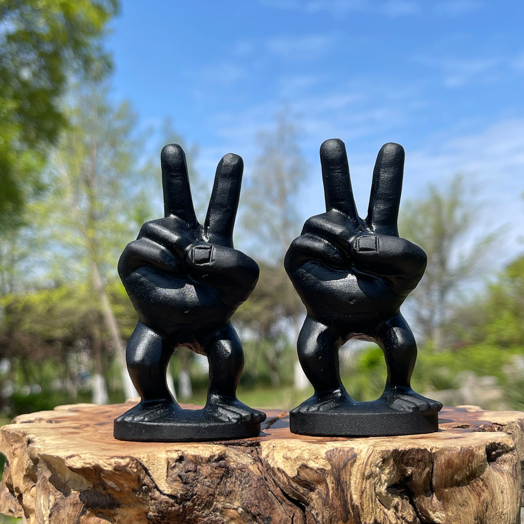 Natural Peace Sign Hand Crystal Carving