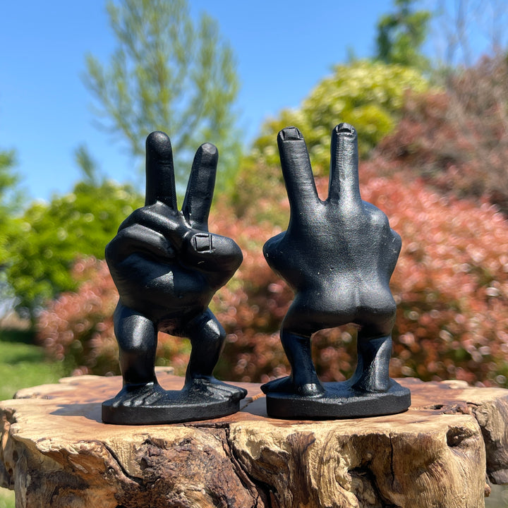 Natural Peace Sign Hand Crystal Carving