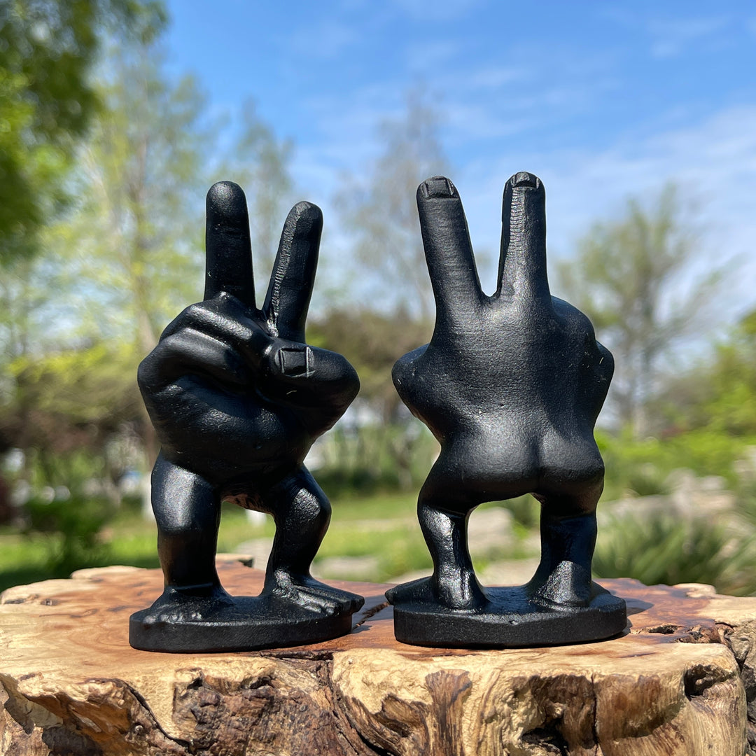 Natural Peace Sign Hand Crystal Carving