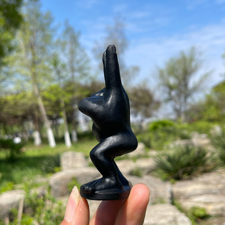 Natural Peace Sign Hand Crystal Carving