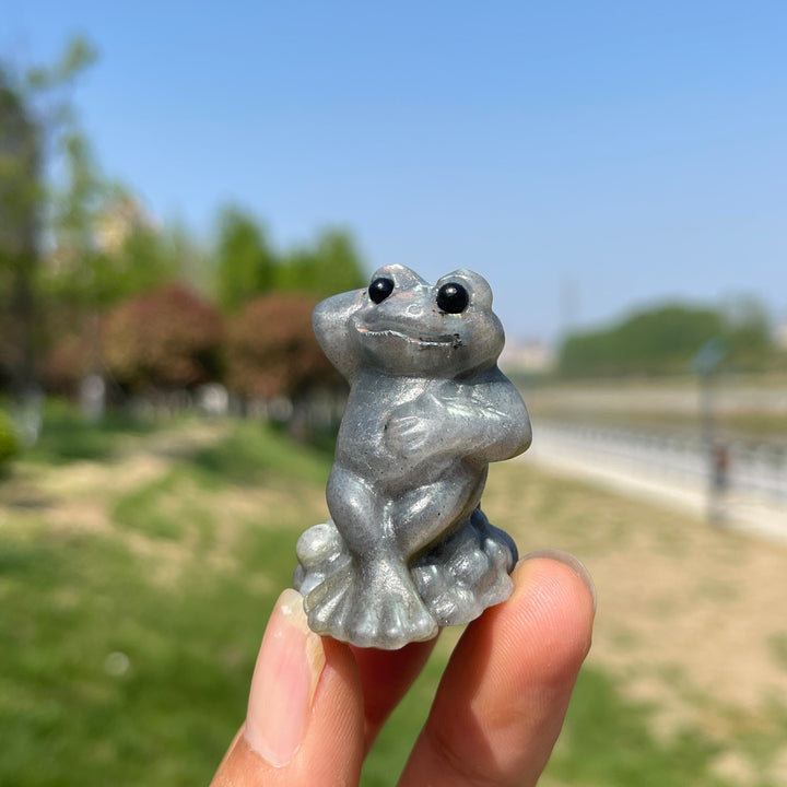Natural Crystal Resting Frog Carving