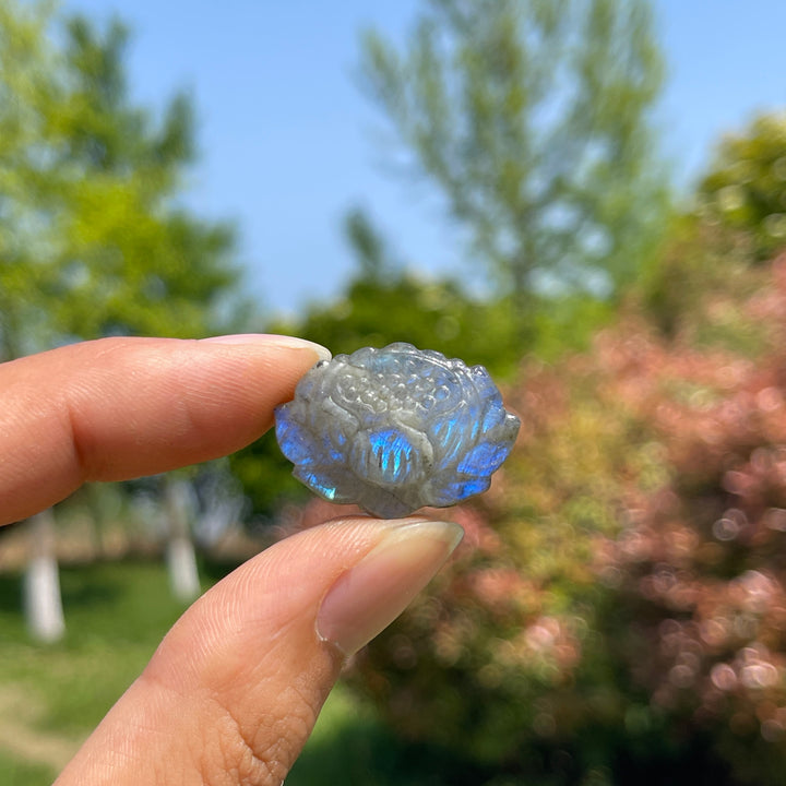 Natural Crystal Labradorite Lotus Carving