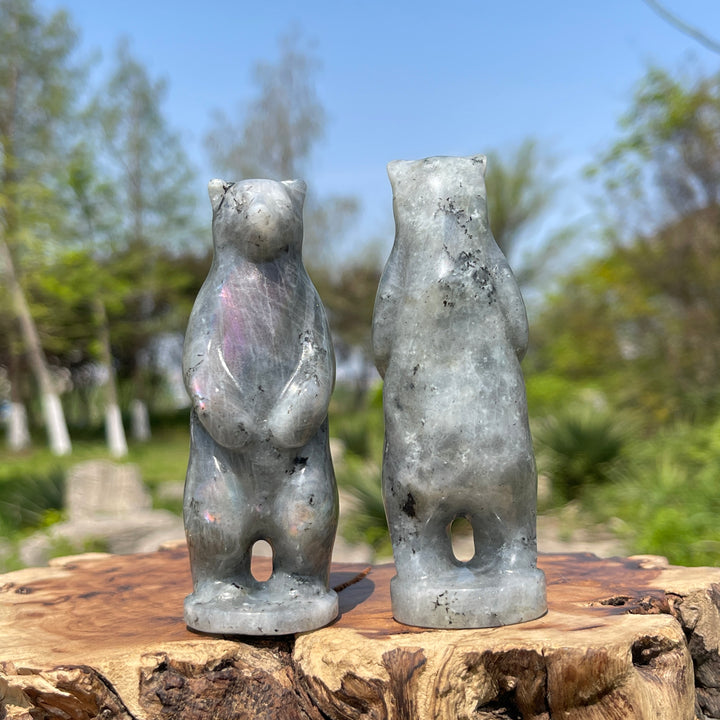 Natural Labradorite Standing Bear