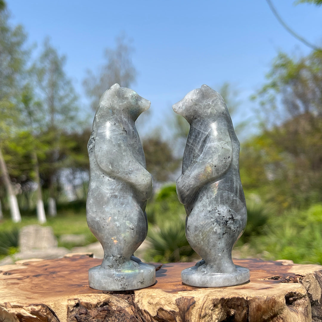 Natural Labradorite Standing Bear