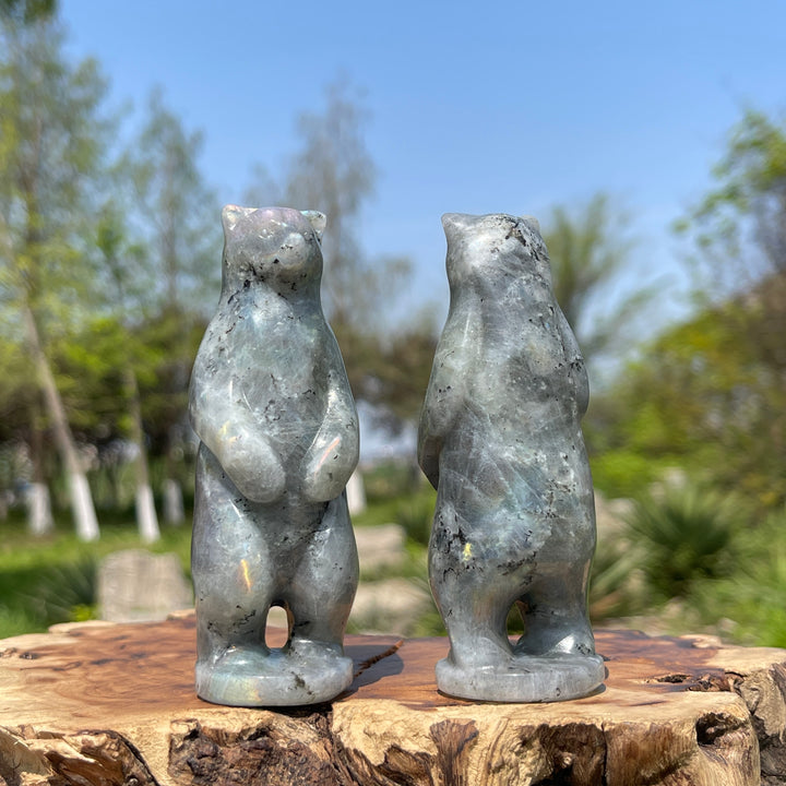 Natural Labradorite Standing Bear