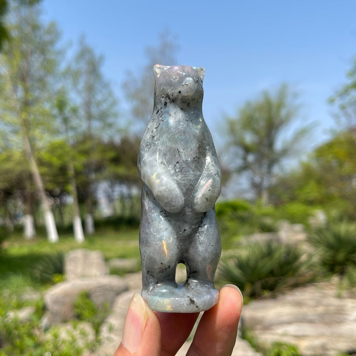 Natural Labradorite Standing Bear