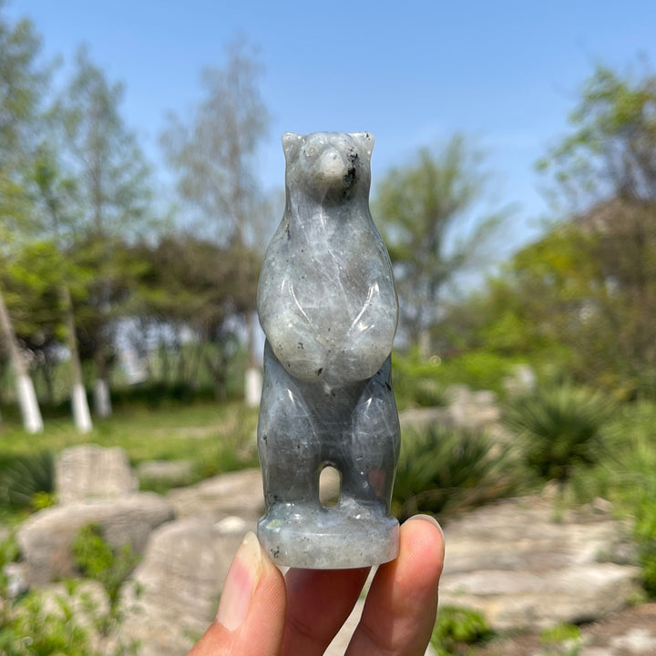 Natural Labradorite Standing Bear