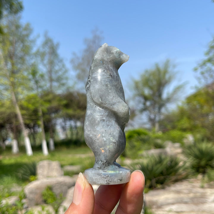 Natural Labradorite Standing Bear