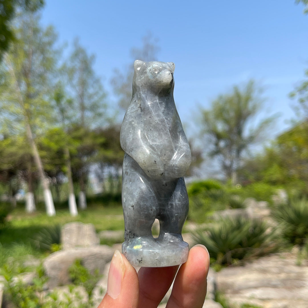 Natural Labradorite Standing Bear
