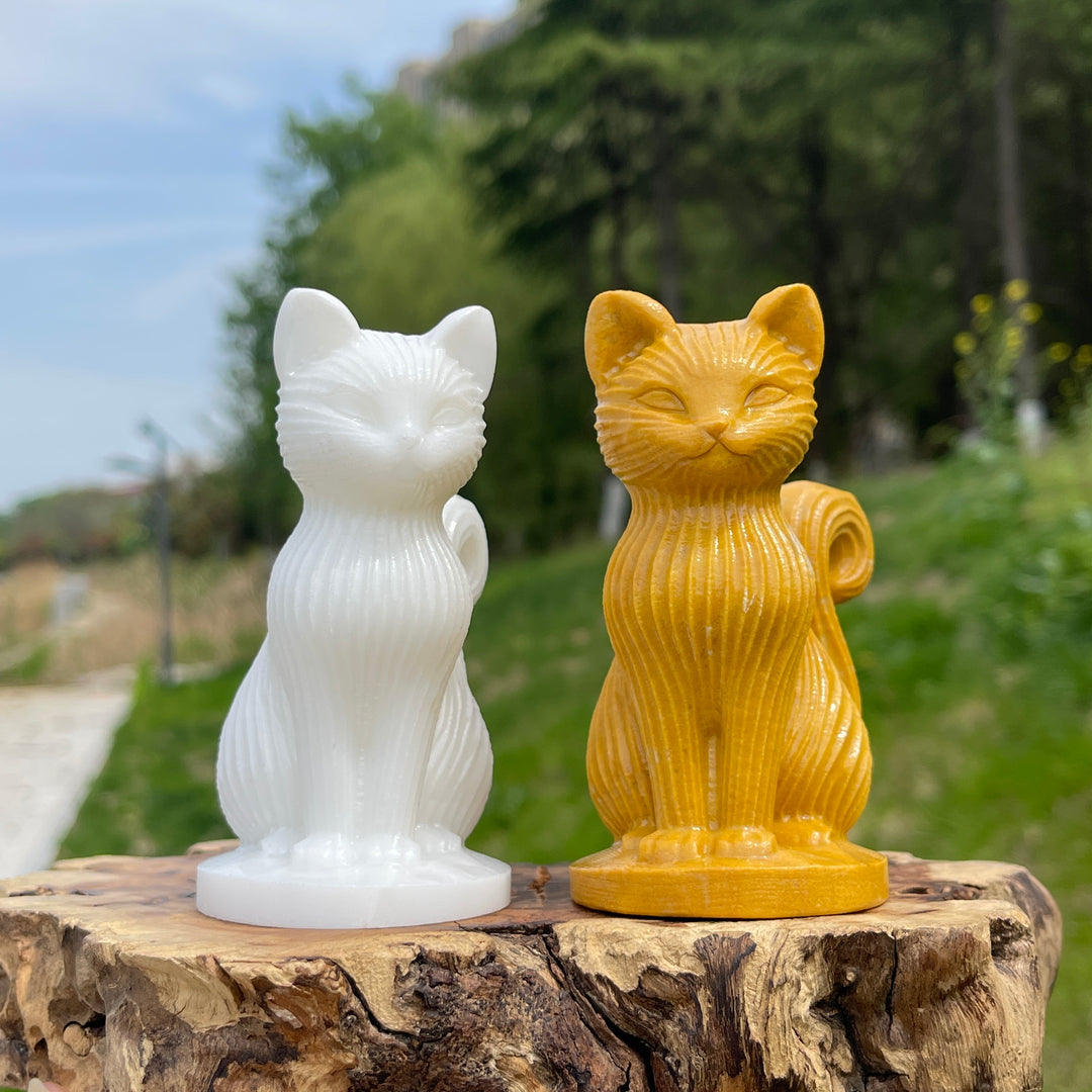 Natural Crystal Striped Cat Carving