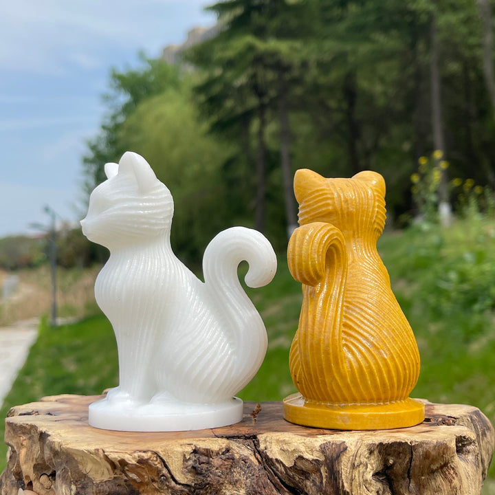 Natural Crystal Striped Cat Carving