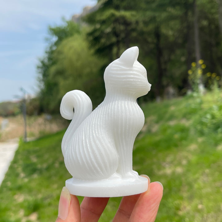 Natural Crystal Striped Cat Carving