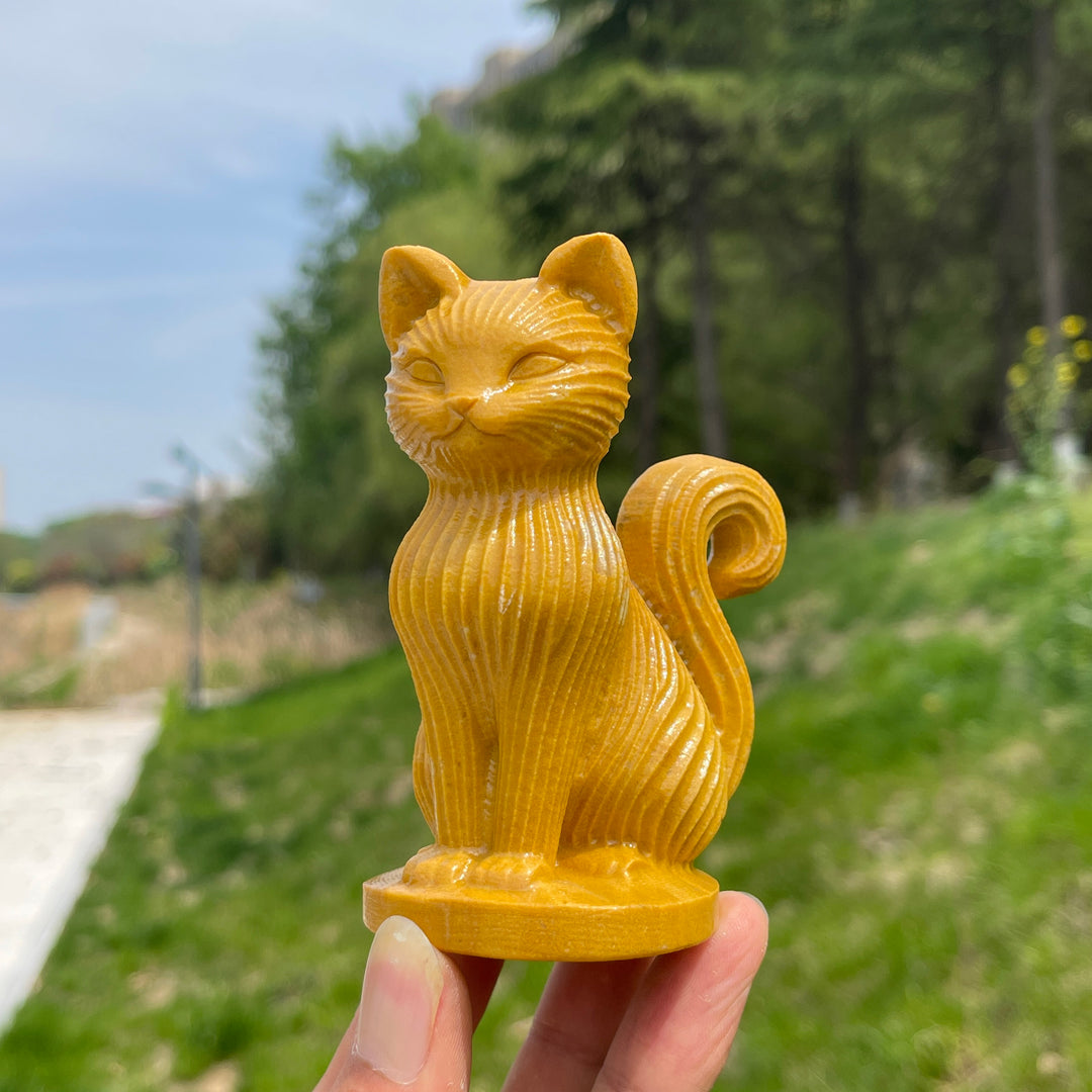 Natural Crystal Striped Cat Carving