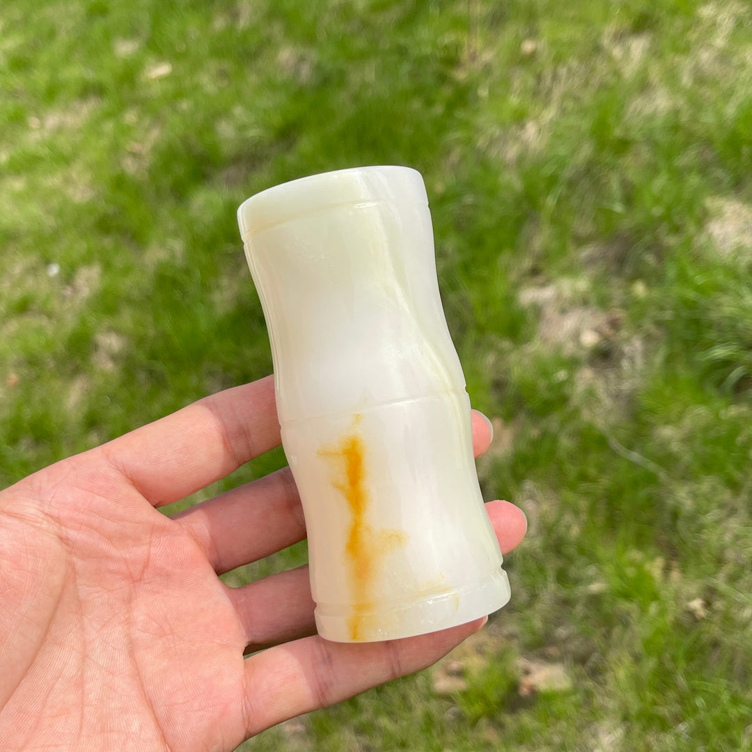 Natural Crystal Afghanistan Jade Bamboo Vase