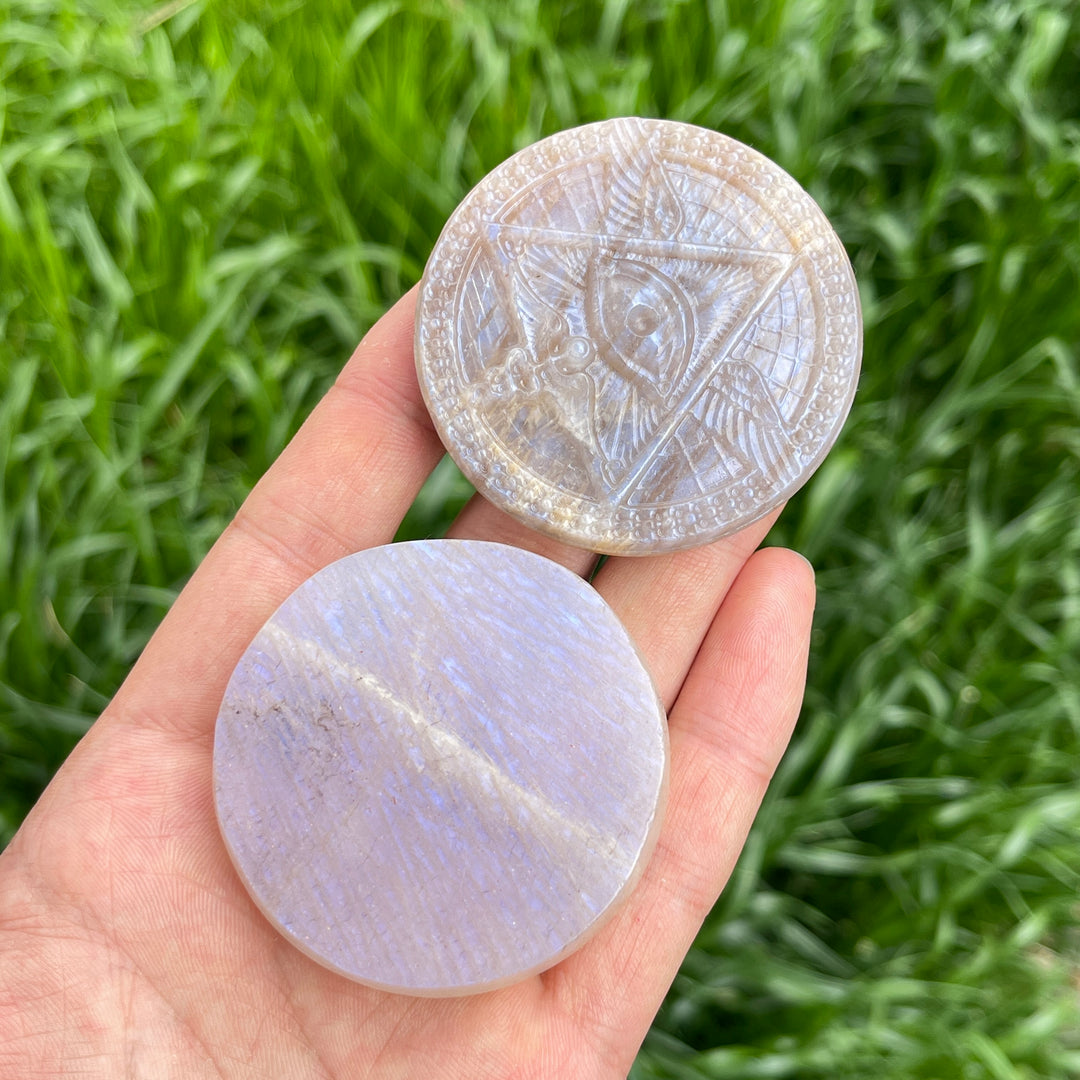 Natural Moonstone Evil Eye Carving