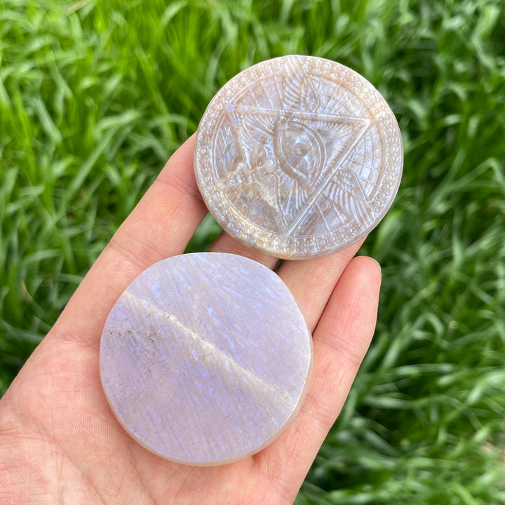 Natural Moonstone Evil Eye Carving