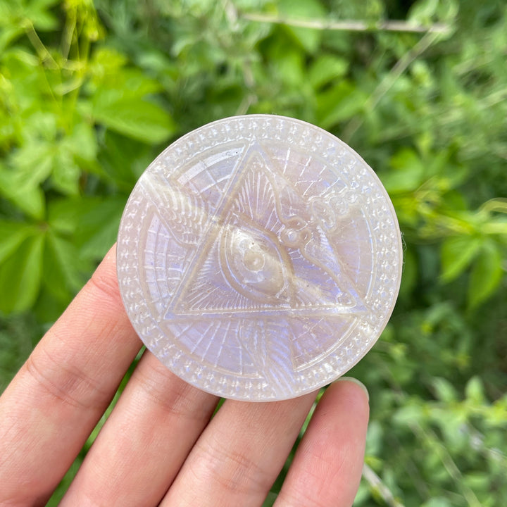 Natural Moonstone Evil Eye Carving