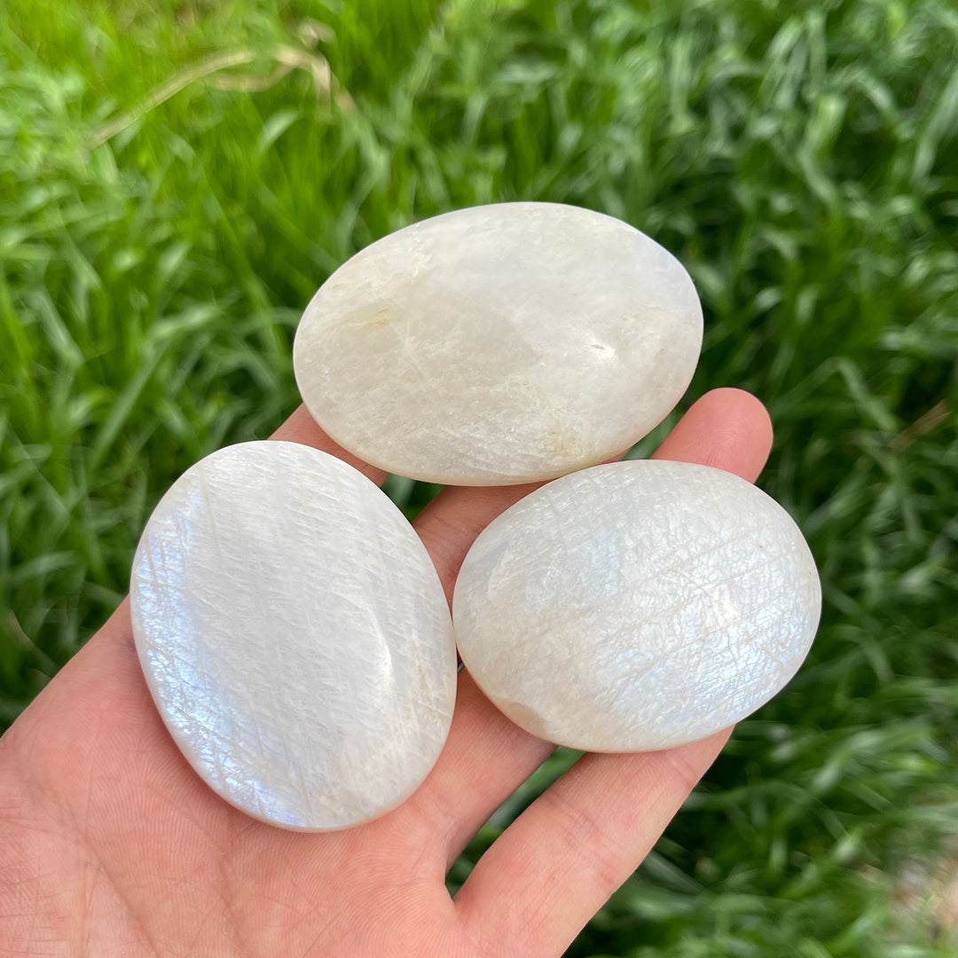 Natural Moonstone Crystal Palm Stone