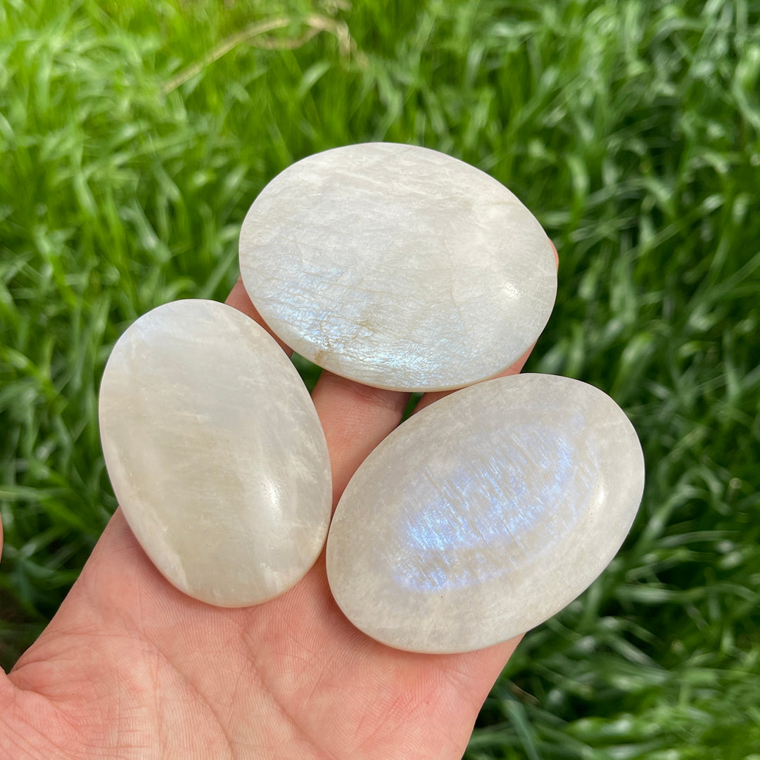 Natural Moonstone Crystal Palm Stone
