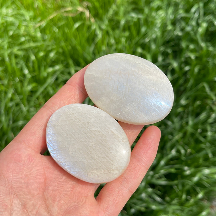 Natural Moonstone Crystal Palm Stone