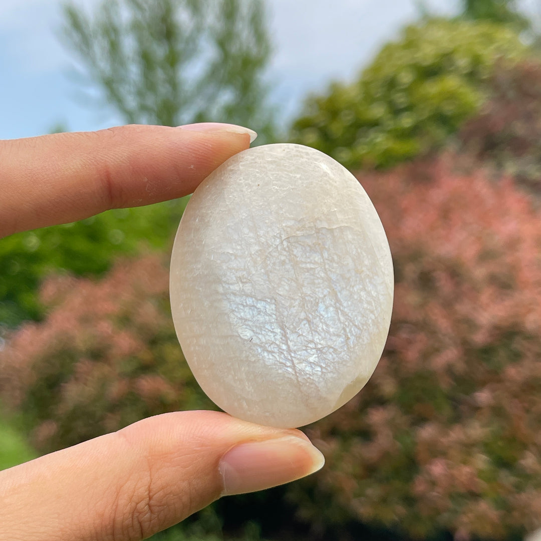 Natural Moonstone Crystal Palm Stone
