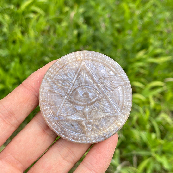 Natural Moonstone Evil Eye Carving