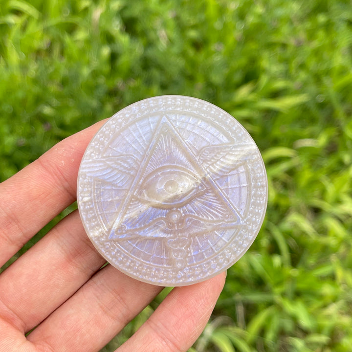 Natural Moonstone Evil Eye Carving