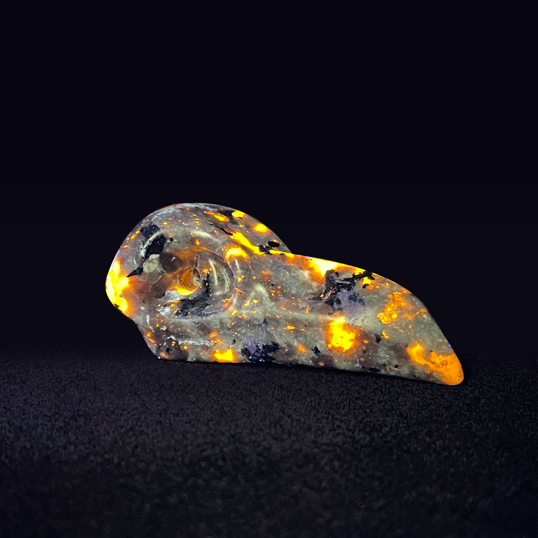 Natural Crystal Crow Skull Carving