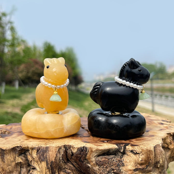 Natural Crystal Rocking Horse Carving