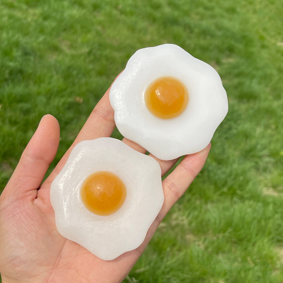 Natural White Jade Fried Egg Carving