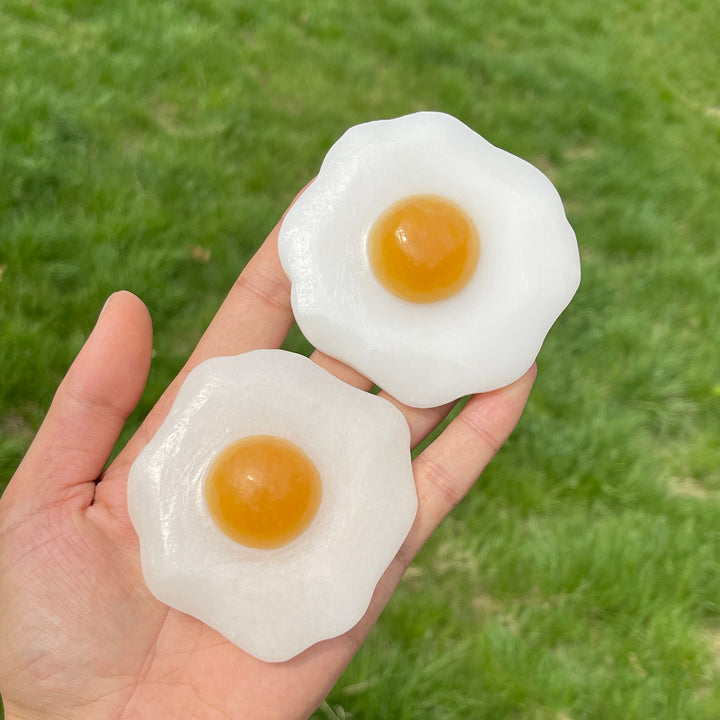 Natural White Jade Fried Egg Carving