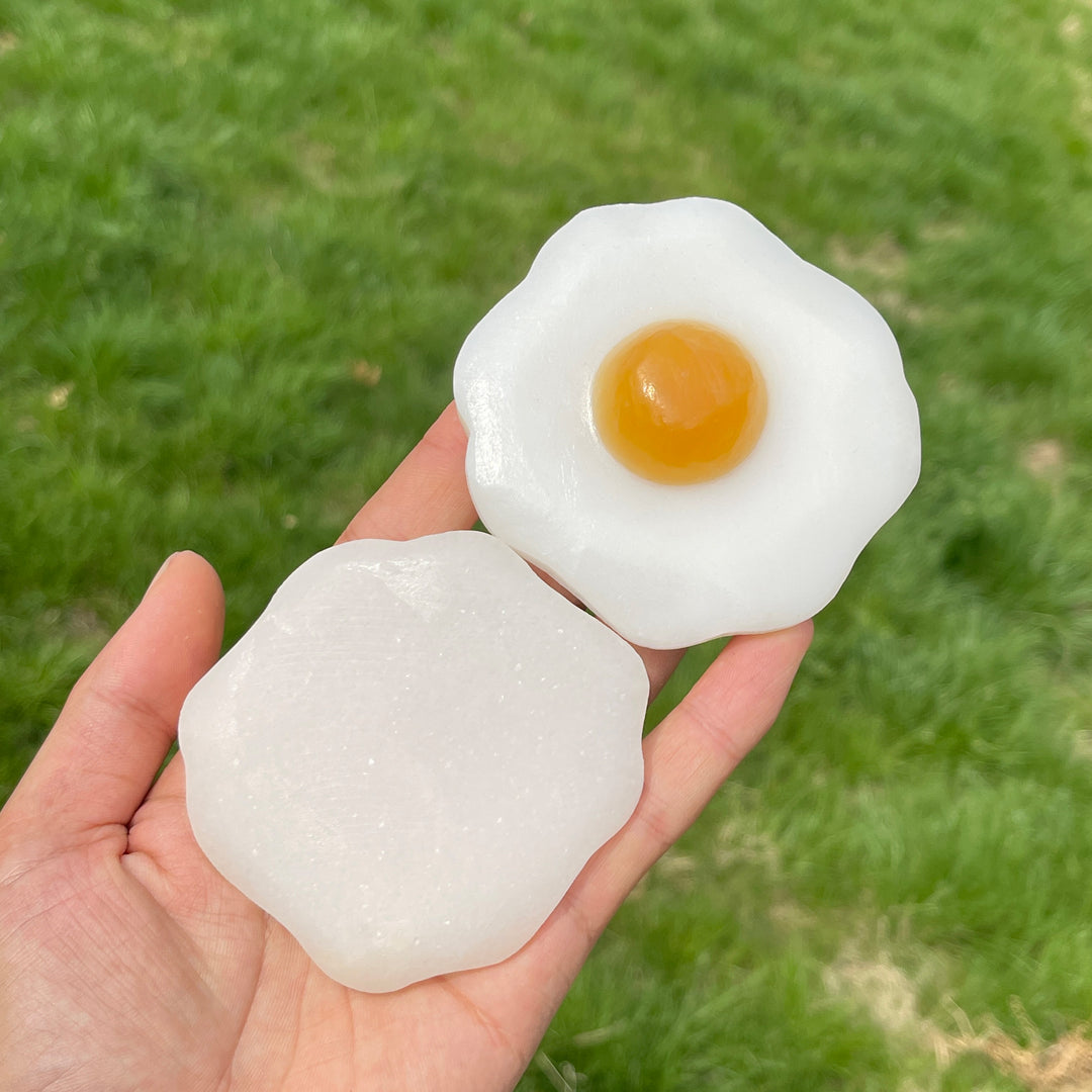 Natural White Jade Fried Egg Carving