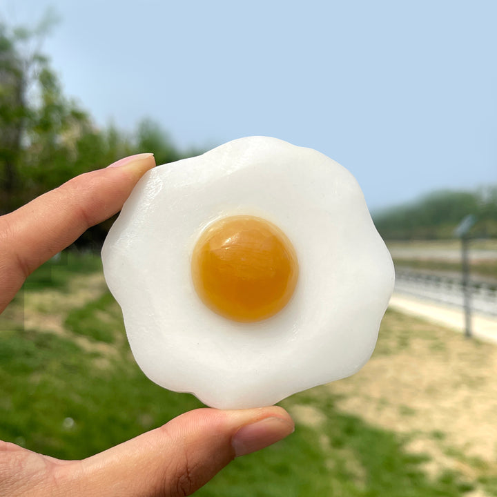 Natural White Jade Fried Egg Carving