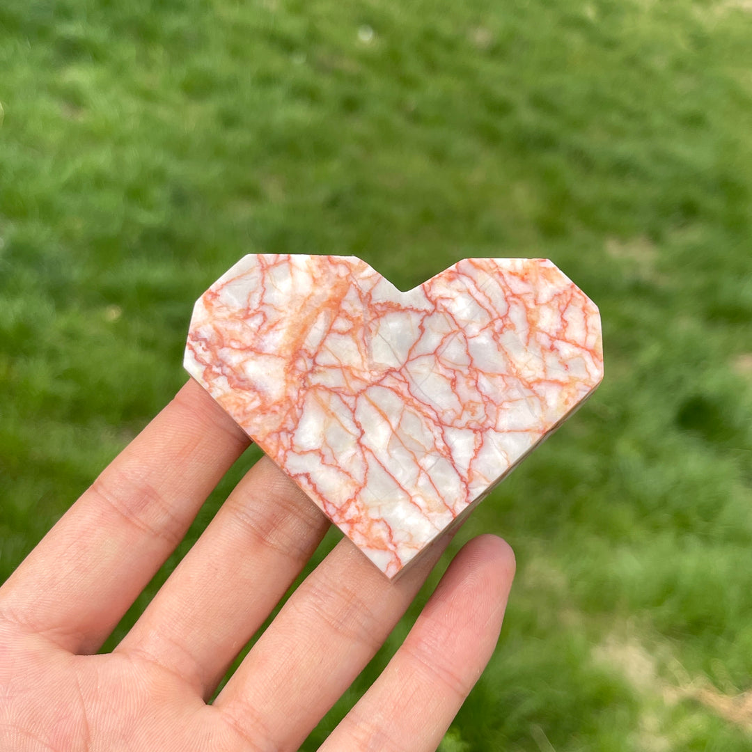 Natural Red Network Jasper Heart