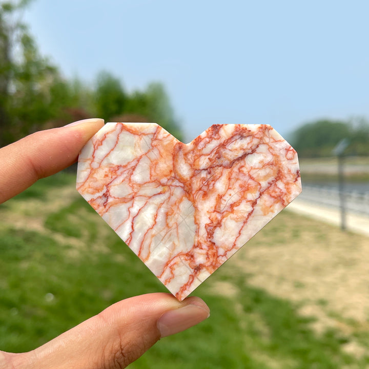 Natural Red Network Jasper Heart