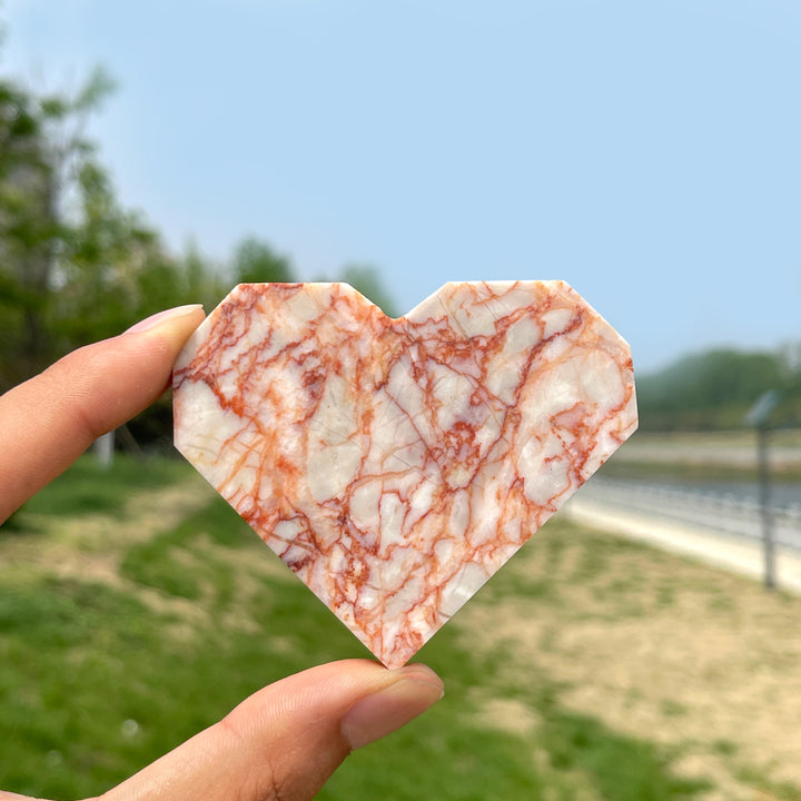 Natural Red Network Jasper Heart