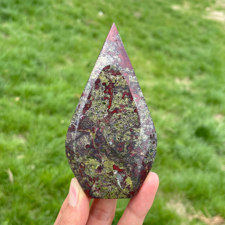 Natural Dragon Blood Stone Crystal Teardrop
