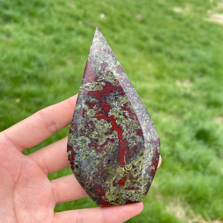 Natural Dragon Blood Stone Crystal Teardrop