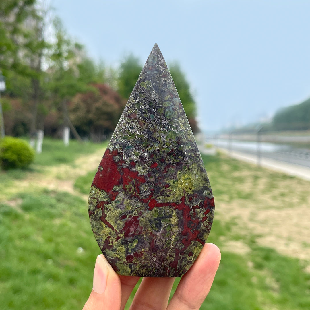 Natural Dragon Blood Stone Crystal Teardrop