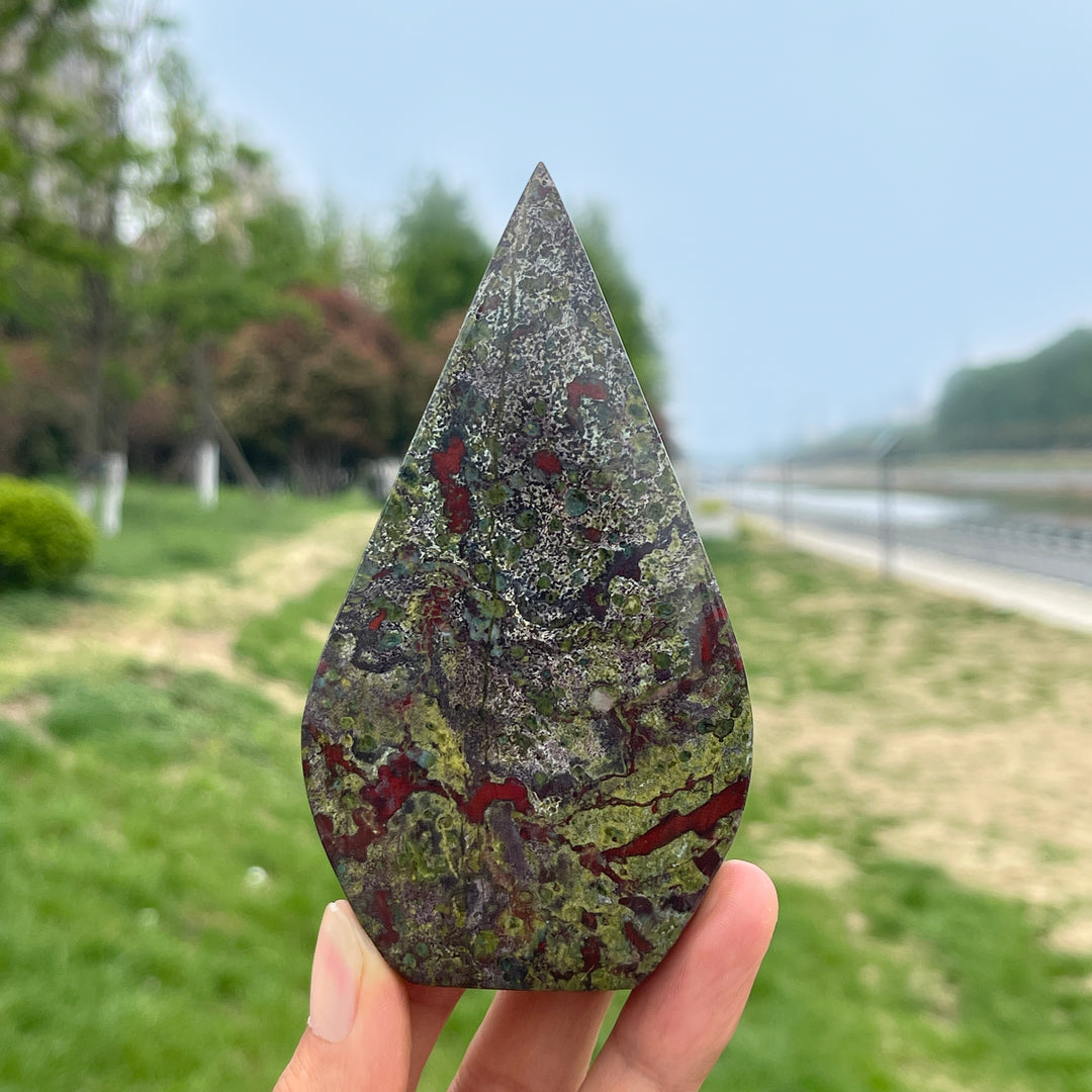 Natural Dragon Blood Stone Crystal Teardrop