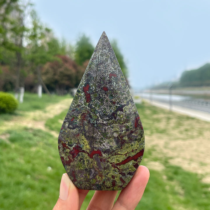 Natural Dragon Blood Stone Crystal Teardrop