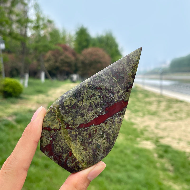 Natural Dragon Blood Stone Crystal Teardrop