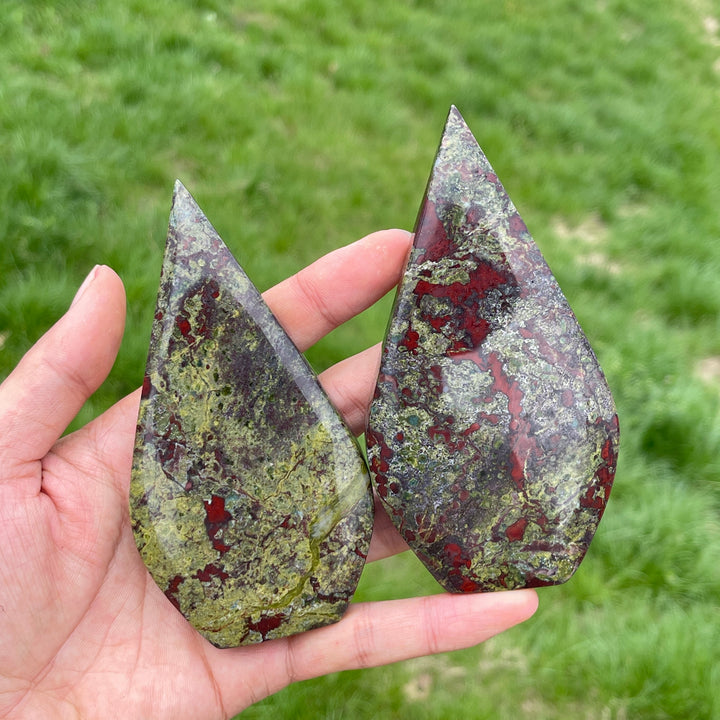Natural Dragon Blood Stone Crystal Teardrop